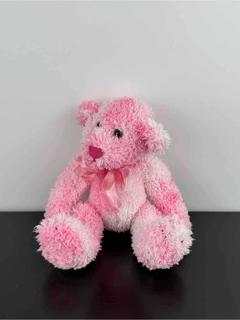 Russ Berrie Pinkie Teddy Bear 7” Pink Bow Plush Stuffed Animal